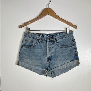 Ksubi light wash rollin out clas sick distressed rolled hem denim shorts sz 24